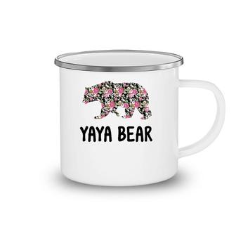 Yaya Bear Floral Grandmother Gift Camping Mug | Mazezy