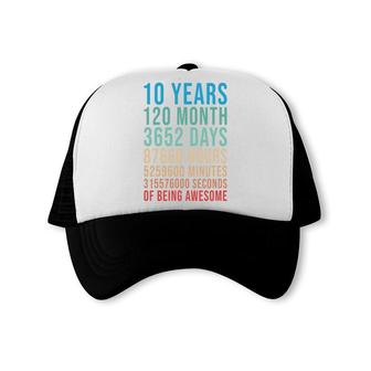 10Th Birthday 10 Years Old 10 Years 120 Month Vintage Trucker Cap - Seseable