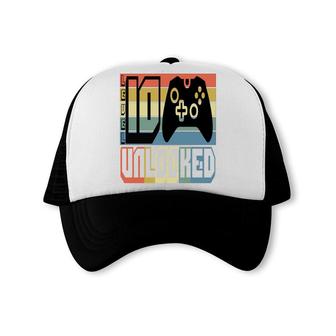 10Th Birthday 10 Years Old Retro Game Level 10 Unlocked Since 2012 Trucker Cap - Seseable