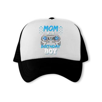 Mom Blue Boy Matching Video Gamer Birthday Party Mothers Day Trucker Cap - Seseable