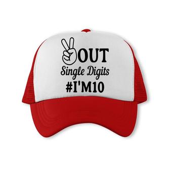 10Th Birthday Peace Out Single Digits I Am 10 Trucker Cap - Seseable