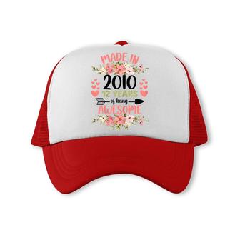 12 Years Old 12Th Birthday Born In 2010 Women Girls Floral Trucker Cap - Seseable