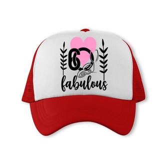 60 Fabulous Pink Heart 60Th Birthday Trucker Cap - Seseable