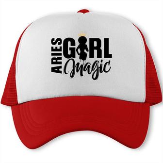 Aries Girl Magic Beautiful Black Girl Great Birthday Gift Trucker Cap | Seseable UK