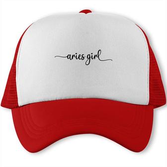 Aries Girls Itali Great Black Graphic Gift For Girl Birthday Gift Trucker Cap | Seseable UK