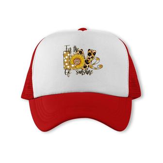 For The Love Of Sunshine Sunflower Leopard Animal Print Trucker Cap - Seseable