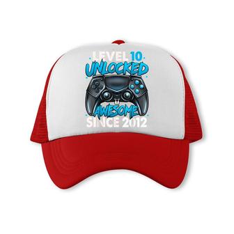 Level 10 Unlocked Awesome Since 2012 10Th Birthday Gaming Trucker Cap - Seseable