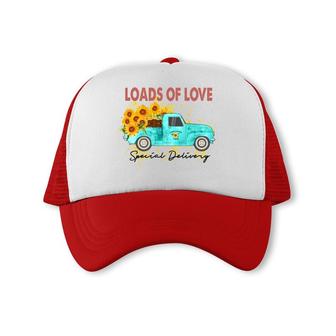Loads Of Love Special Delivery Sunflower Blue Truck Trucker Cap - Seseable