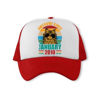 Retro Awesome Since January 2010 12Th Birthday 12 Years Old Trucker Cap - Seseable