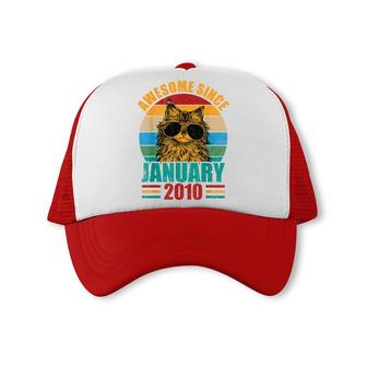 Retro Awesome Since January 2010 12Th Birthday 12 Years Old Trucker Cap - Seseable