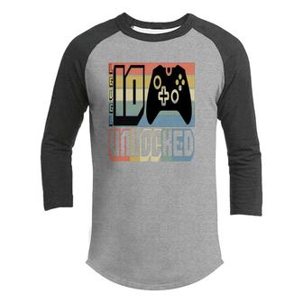 10Th Birthday 10 Years Old Retro Game Level 10 Unlocked Since 2012 Youth Raglan Shirt - Seseable