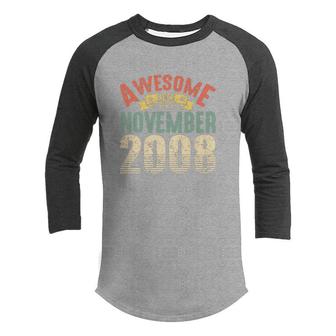 Awesome Since November 2008 Birthday Gift Youth Raglan Shirt - Seseable