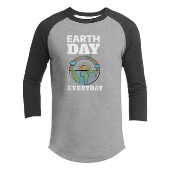 Earth Day Everyday Rainbow Teacher Retro Kids Cute Earth Day Youth Raglan Shirt - Seseable