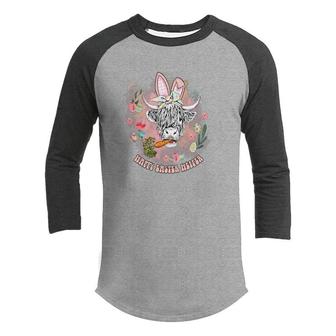 Happy Easter Heifer Bunny Ears Happy Easter Day Youth Raglan Shirt - Seseable