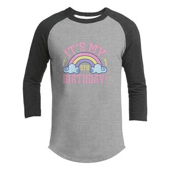It Is My 5Th Birthday Colorful Rainbow Design Youth Raglan Shirt - Seseable