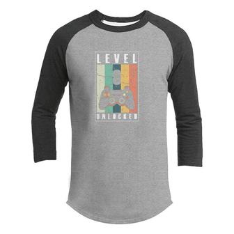 Level Unlocked 9 9Th Birthday Vintage Gamer Youth Raglan Shirt - Seseable