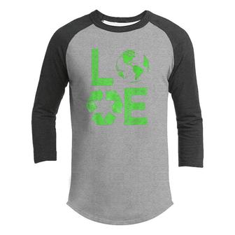 Love Earth Day 90S Planet Vintage Recycling Kids Or Teacher Youth Raglan Shirt - Seseable