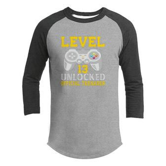 Official Nager Level 13 Unlcoked 13Th Birthday Youth Raglan Shirt - Seseable