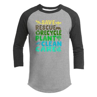 Save Bees Rescue Animals Recycle Plastic Earth Day Planet Youth Raglan Shirt - Seseable
