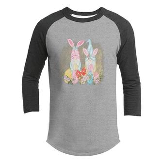 Two Gnomes With Bunny Ears Easter Day Happy Easter Day Youth Raglan Shirt - Seseable