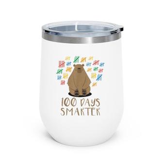 100 Days Of School Bear 100 Days Smarter Tee Wine Tumbler | Mazezy