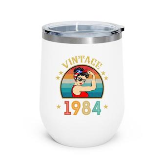 38Th Birthday Gift 38 Years Old For Women Retro Vintage 1984 Wine Tumbler - Seseable