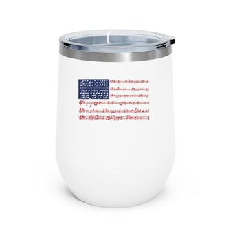 4Th Of July National Anthem Music Note Usa Flag Men Wine Tumbler | Mazezy