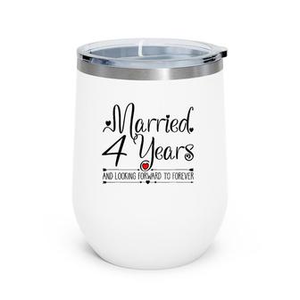 4Th Wedding Anniversary Gifts For Her Just Married 4 Years Wine Tumbler | Mazezy
