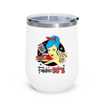 50S Vintage Rockabilly 1950S Sock Hop Doo Wop Pin Up Girl Wine Tumbler | Mazezy