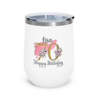 70th Birthday Gift For Mum Floral Design Wine Tumbler - Seseable