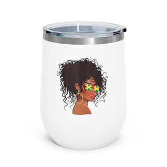 Afro Hair Jamaica Women Black Melanin Jamaican Flag Tank Top Wine Tumbler | Mazezy
