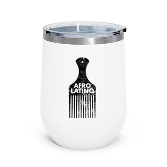 Afro Latino Hair Pick Distressed Vintage Look Wine Tumbler | Mazezy