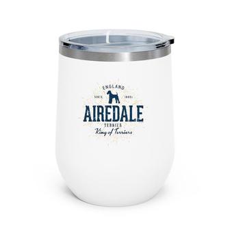 Airedale Terrier Vintage Airedale Wine Tumbler | Mazezy