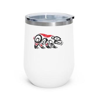 Alaska Native American Art Tlingit Tribal Bear Vintage Wine Tumbler | Mazezy