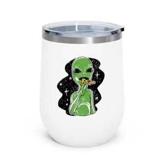 Alien Eating Pizza Funny Galaxy Space Et Snack Foodies Gift Wine Tumbler | Mazezy