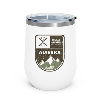 Alyeska Chugach Mountains Alaska Vintage Wine Tumbler | Mazezy