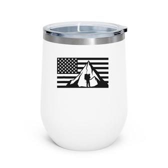 American Flag Outdoor Hiking Apparel Backpacking Hiking Wine Tumbler | Mazezy