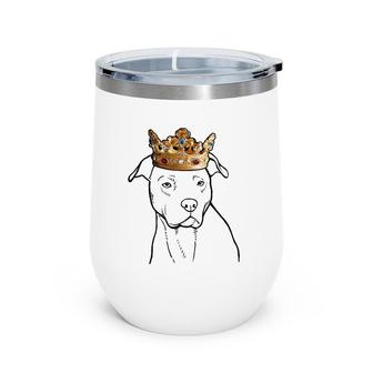 American Pit Bull Terrier Dog Wearing Crown Wine Tumbler | Mazezy