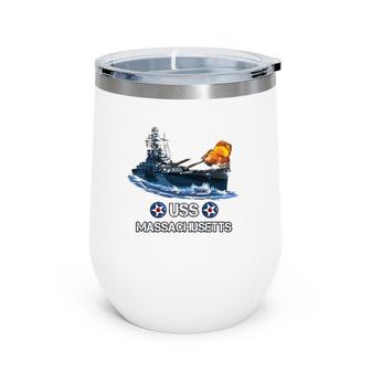 American World War 2 Naval Battleship Uss Massachusetts Wine Tumbler | Mazezy