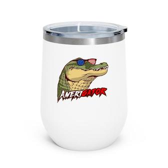 Amerigator - Patriotic American Alligator Lovers Wine Tumbler | Mazezy