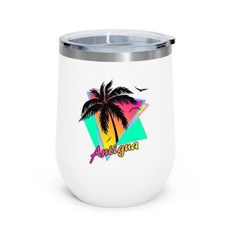 Antigua Tropical Summer Beach Palm Tree Sunset Wine Tumbler | Mazezy
