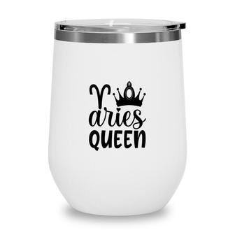 Aries Girl Black Crown For Cool Queen Black Art Birthday Gift Wine Tumbler - Seseable