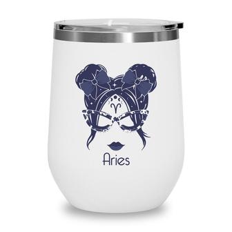 Aries Girl Blue Fairy Beautiful Girl Gift For Women Birthday Gift Wine Tumbler - Seseable