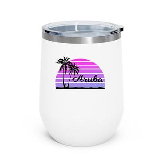 Aruba Souvenirpalm Sun Beach Waves Wine Tumbler | Mazezy