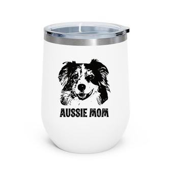 Aussie Mom Australian Shepherd Dog Mom Wine Tumbler | Mazezy