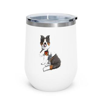 Australian Shepherd I Love Mom Tattoo Dog Mother's Day Wine Tumbler | Mazezy