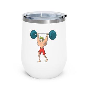 Barbell Weight Lifting Workout Funny Wine Tumbler | Mazezy