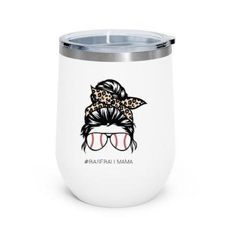 Baseball Mama Leopard Funny Mom Messy Hair Bun Mother's Day Wine Tumbler | Mazezy