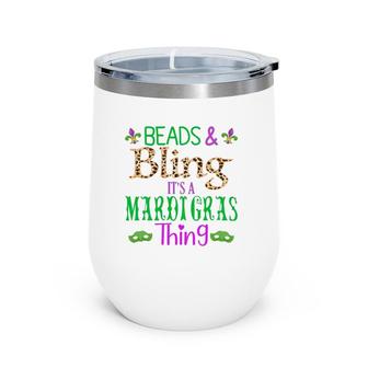 Beads & Bling It's A Mardi Gras New Orleans Tee For Women Wine Tumbler | Mazezy