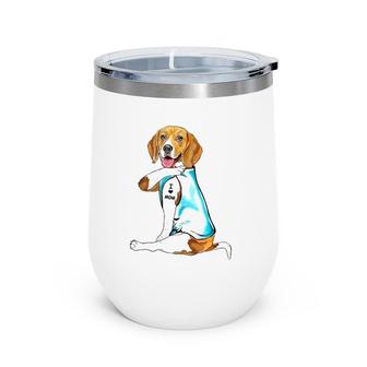 Beagle Tattoos I Love Mom Sitting Gift Mother's Day Wine Tumbler | Mazezy